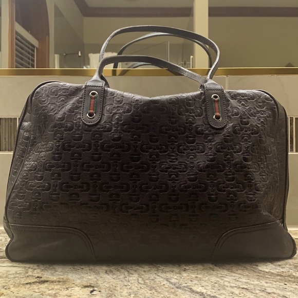 EMBOSSED leather GUCCI weekender - Picture 2 of 16